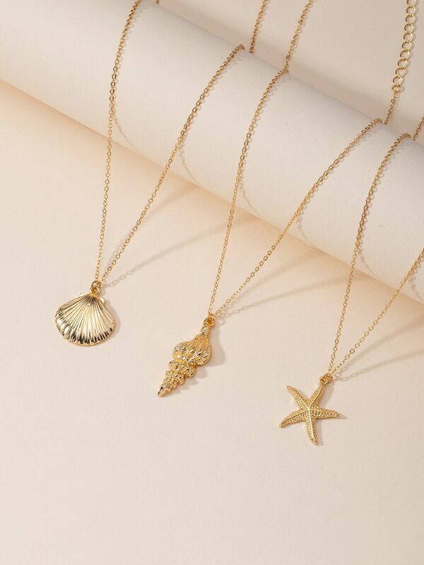 3pcs Shell Charm Necklace SHEIN USA