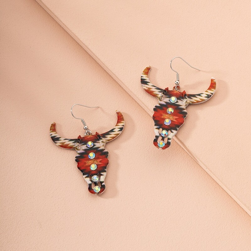 

Cow Head Drop Earrings, Multicolor