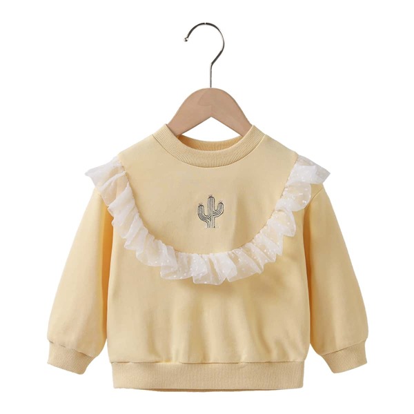 

Toddler Girls Cactus Contrast Dobby Mesh Sweatshirt, Yellow pastel