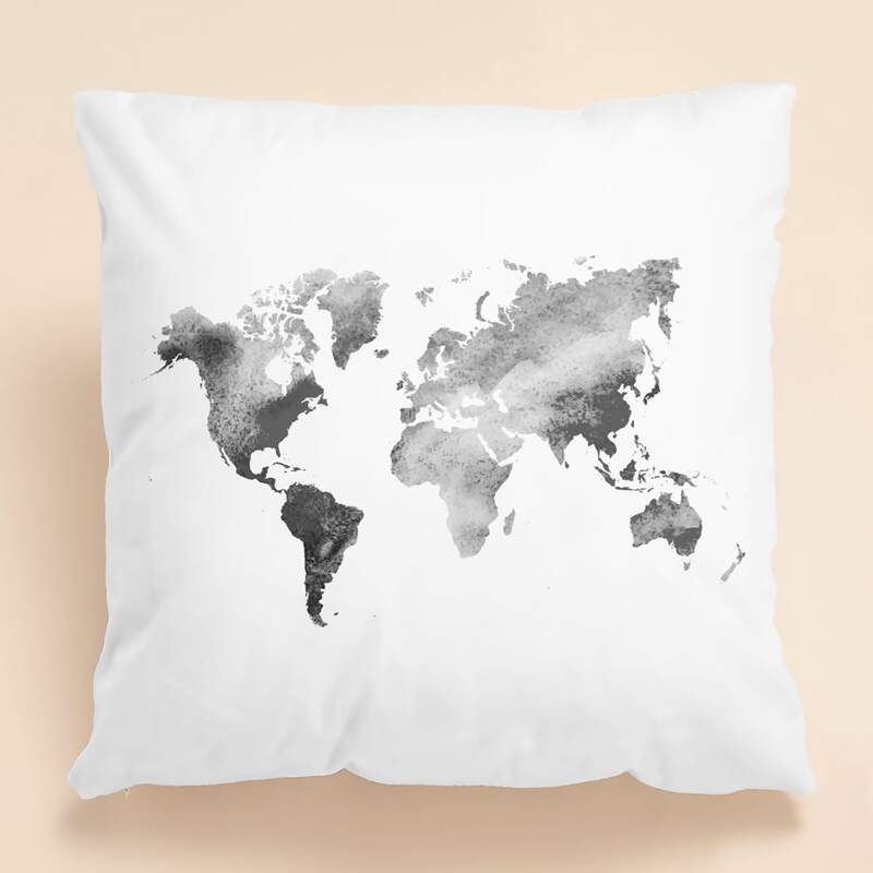

Map Print Cushion Cover Without Filler, White