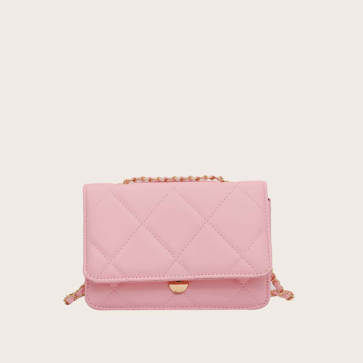 

Quilted Chain Crossbody Bag, Pastel baby pink