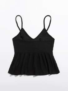 Soleia Ruffle Hem Waffle Knit Cami Top