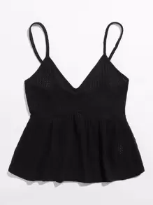 Soleia Ruffle Hem Waffle Knit Cami Top