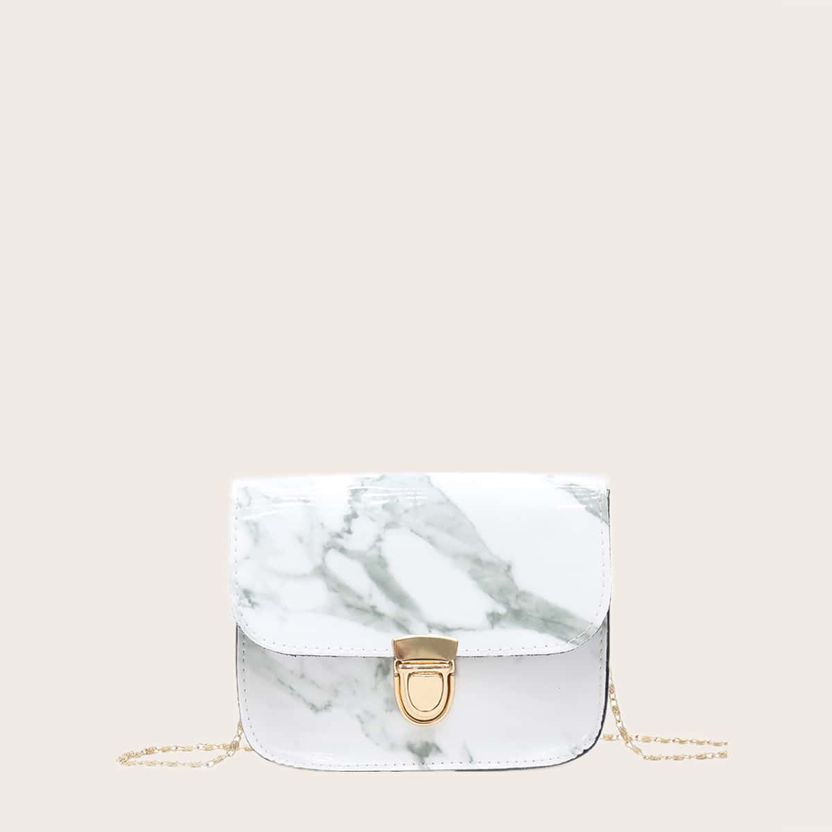 

Marble Chain Crossbody Bag, White