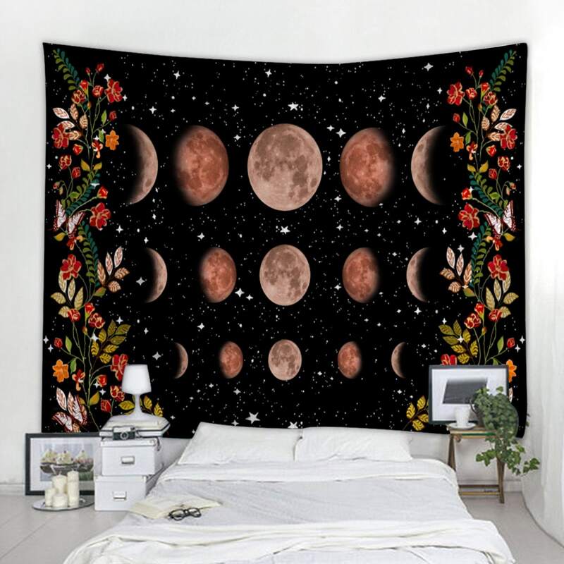

Floral & Moon Tapestry, Multicolor