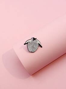 Knitted Brain Shaped Brooch - Black and White - View 3