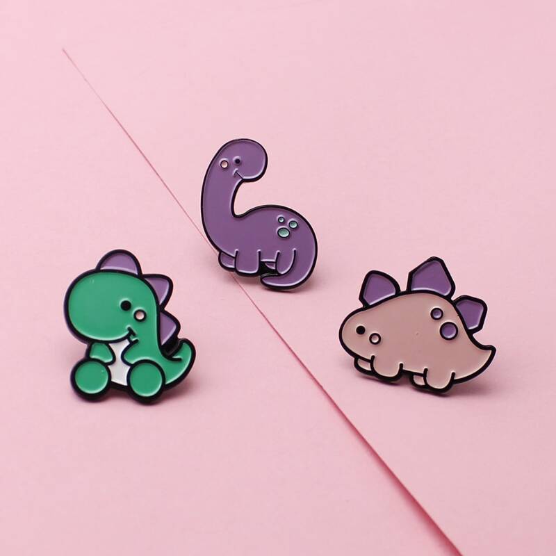 

3pcs Cartoon Dinosaur Shaped Brooch, Multicolor
