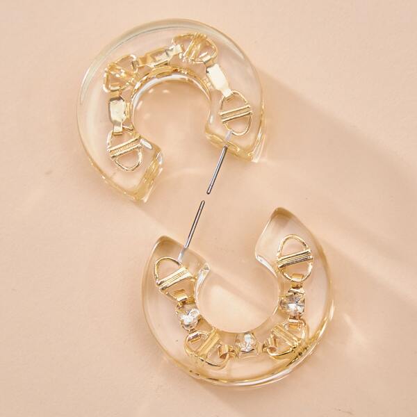 

Clear Cuff Hoop Earrings, Gold