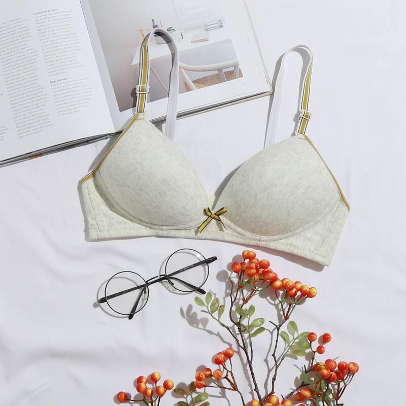 

Stripe Strap Wireless Bra, Beige