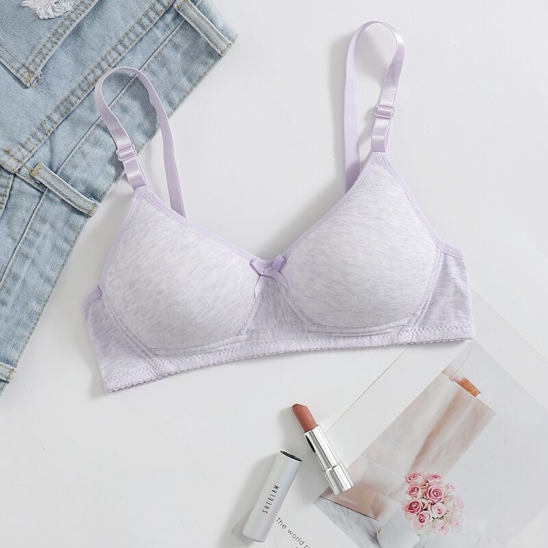 

Solid Adjustable Strap Bra, Pastel lilac purple