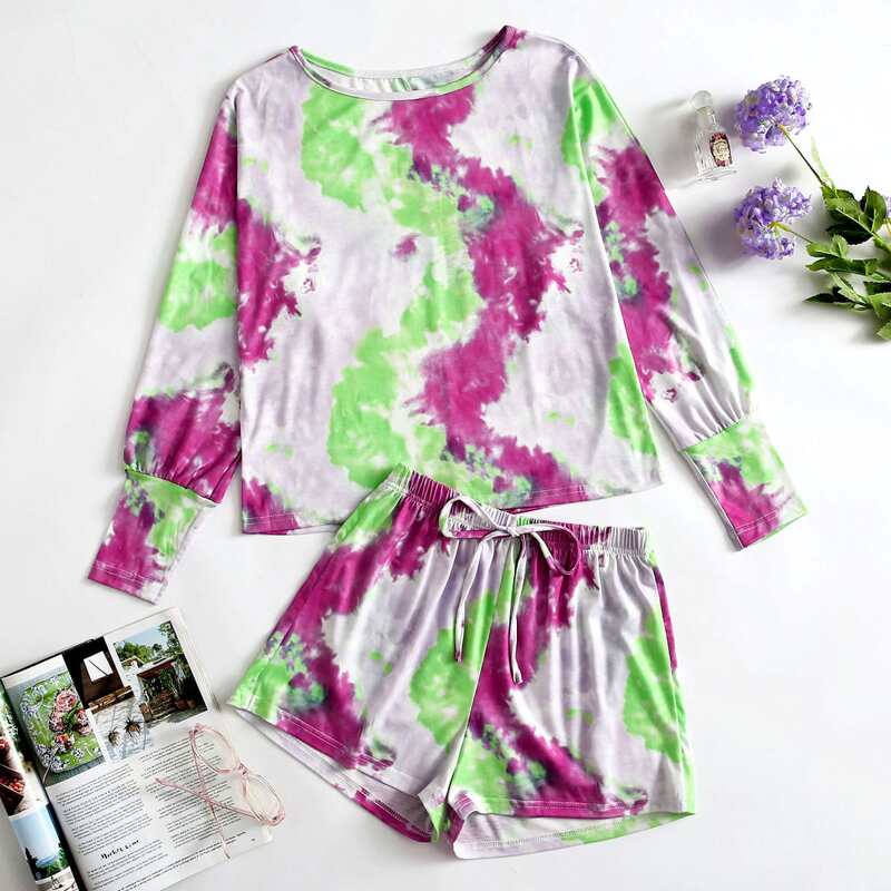 

Tie Dye Shorts PJ Set, Multicolor