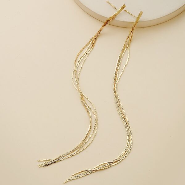 

Metal Tassel Drop Earrings, Gold
