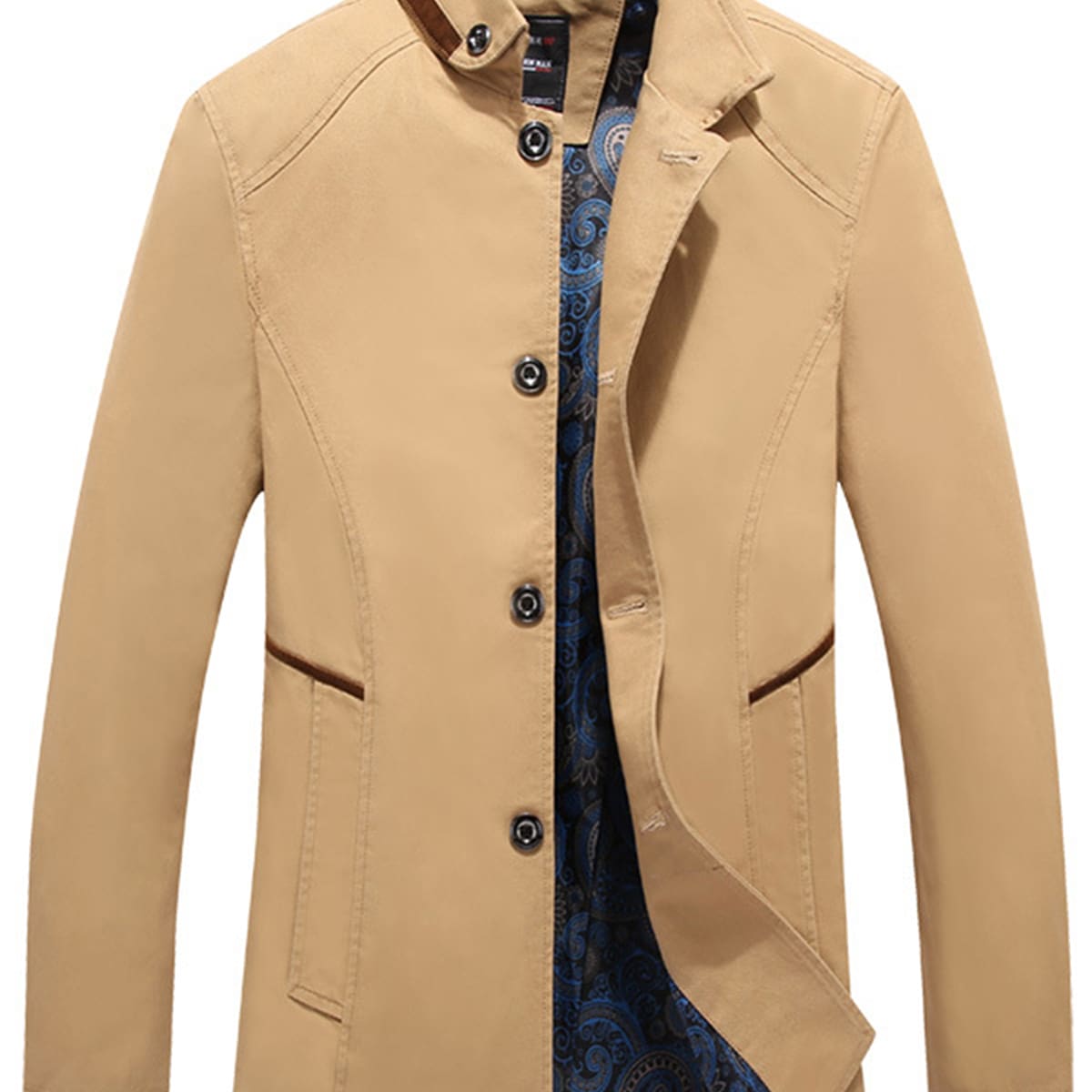 

Guys Button Front Trench Coat, Khaki