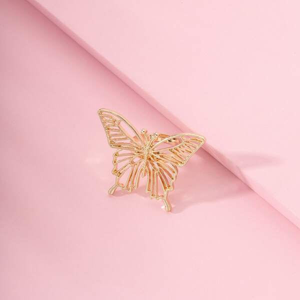 

Hollow Out Butterfly Decor Ring, Gold