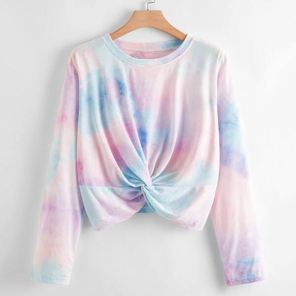 

Plus Tie Dye Twist Hem Tee, Multicolor