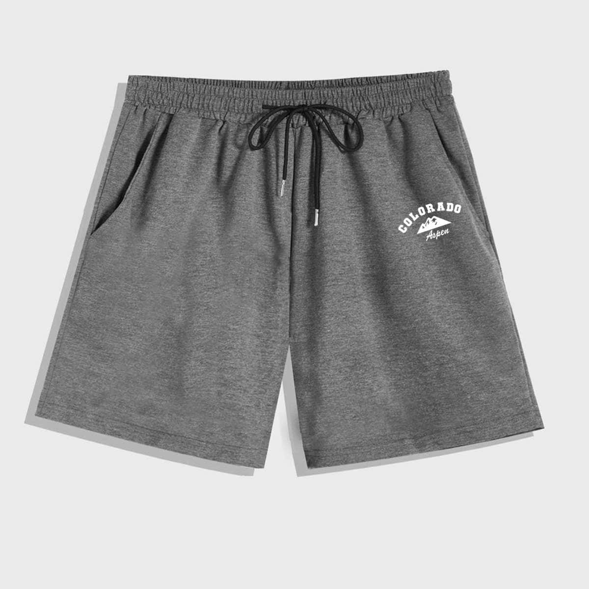 

Guys Letter Graphic Shorts, Grey
