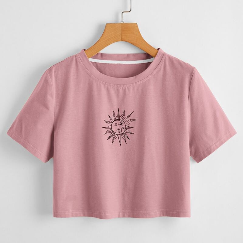

Sun Graphic Crop Tee, Dusty pink