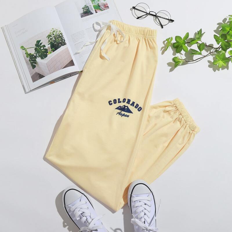 

Letter Graphic Joggers, Yellow pastel
