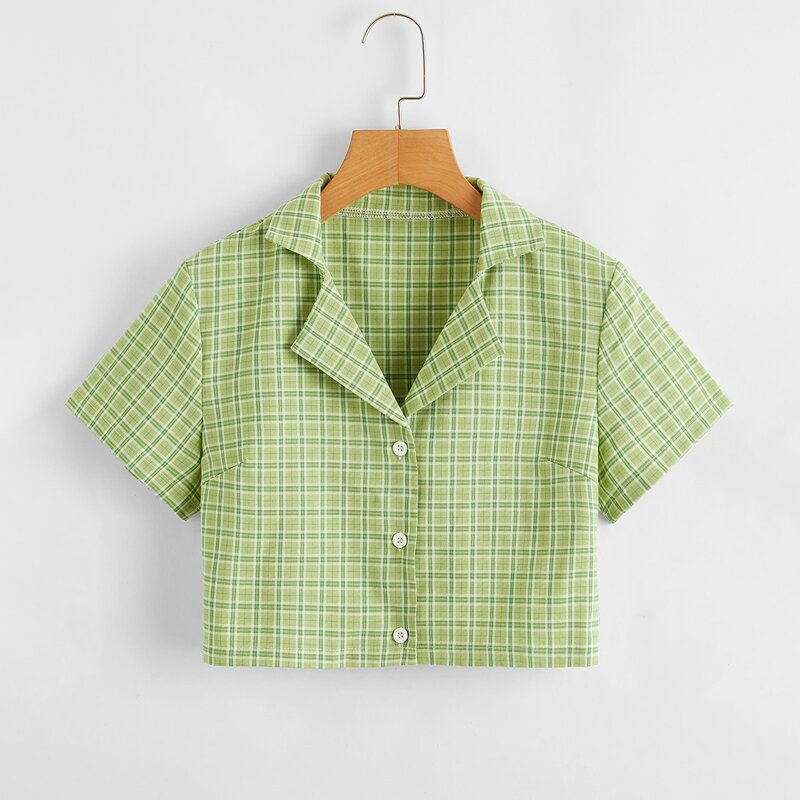 

Plaid Crop Shirt, Green