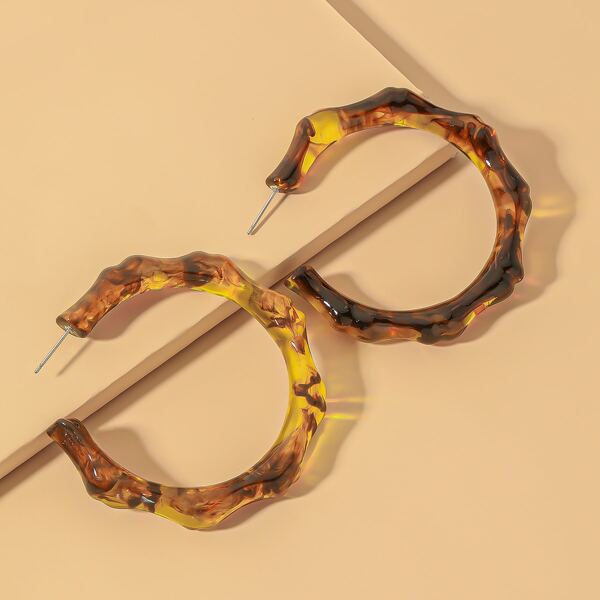 

Structured Cuff Hoop Earrings, Brown