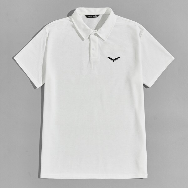 

Men Graphic Print Polo Shirt, White