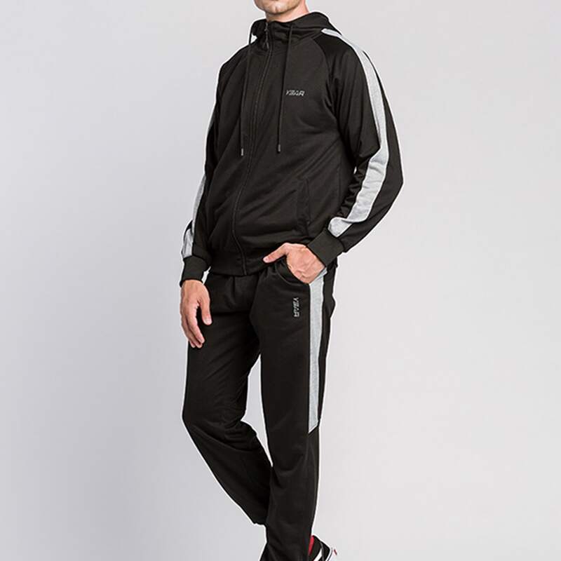 

Guys Contrast Panel Drawstring Hoodie & Sweatpants, Black