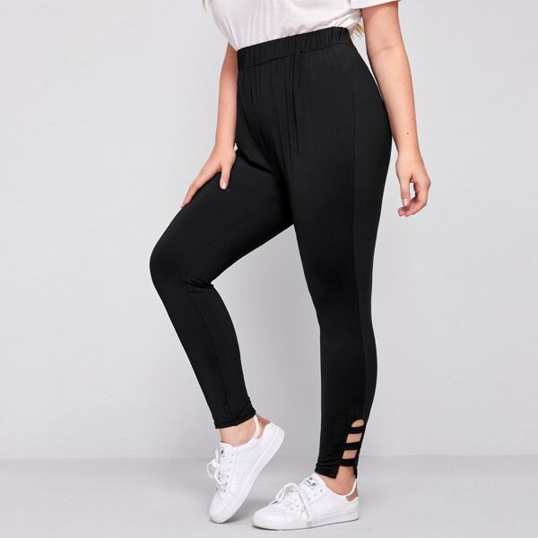 

Plus Cut Out Side Leggings, Black