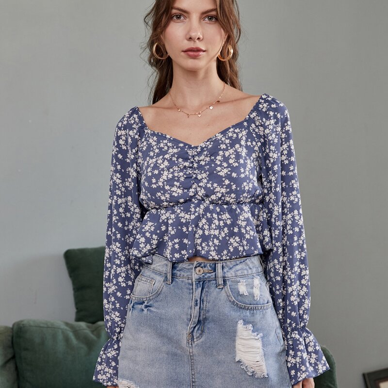 

Ditsy Floral Peplum Blouse, Multicolor