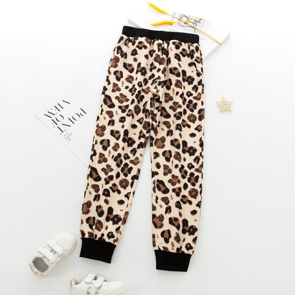 

Boys Leopard Print Slant Pocket Sweatpants, Multicolor