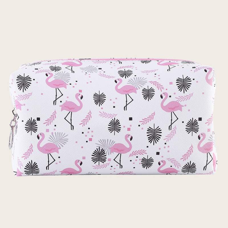 

1pc Flamingo Print Makeup Bag, Multicolor