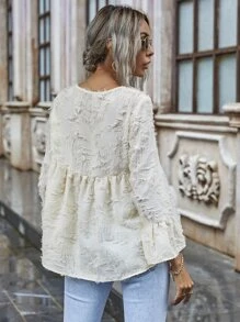 Camisa ajustada irregular mullida - Beis - Ver 2