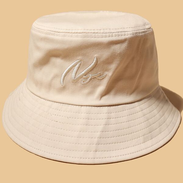 

Letter Embroidered Bucket Hat, White