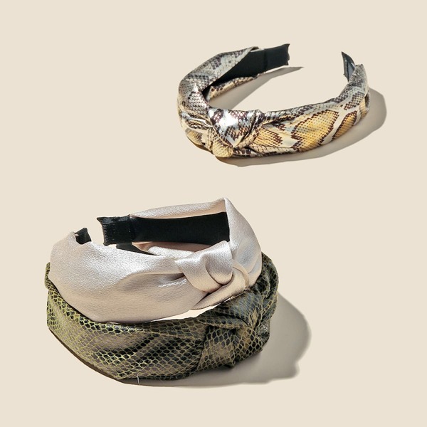 

3pcs Snakeskin Pattern Hair Hoop, Multicolor