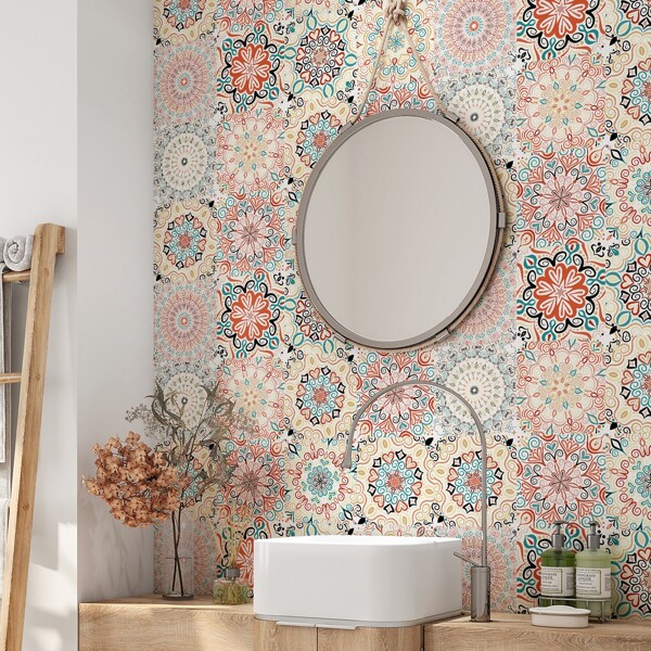 

10sheets Vintage Pattern Wall Sticker, Multicolor