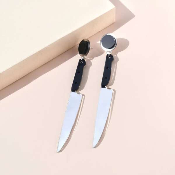 

Серьги-подвески с декором ножа, Серебряные