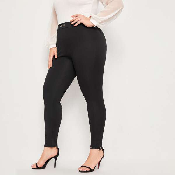 

Plus Solid Skinny Pants, Black