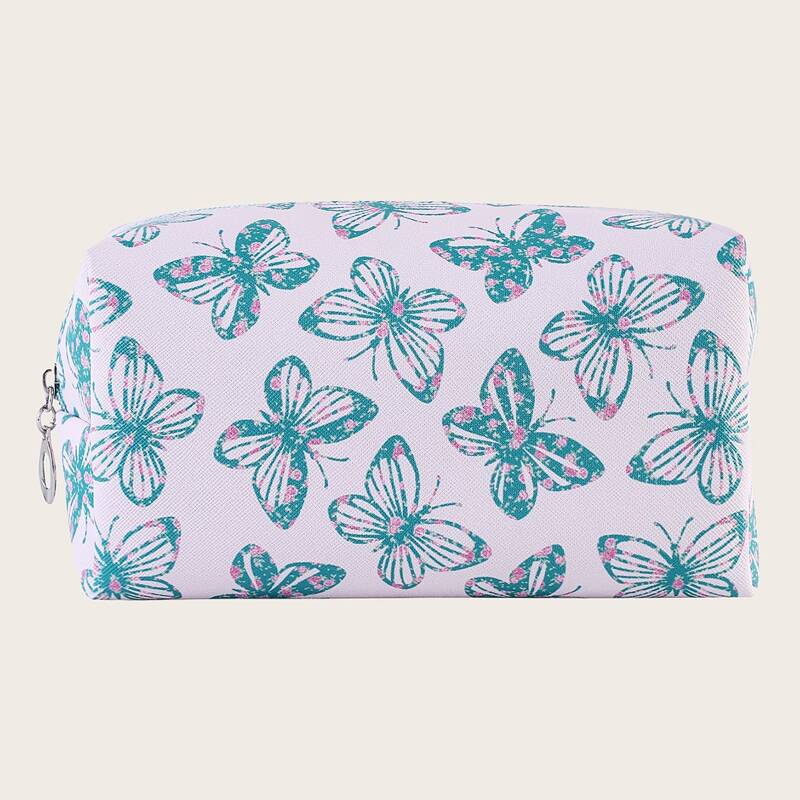 

1pc Butterfly Print Makeup Bag, Multicolor