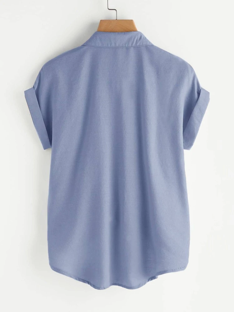 Plus Size Doodle & Line Drawing Pattern Easter Shirt With Pockets For Summer