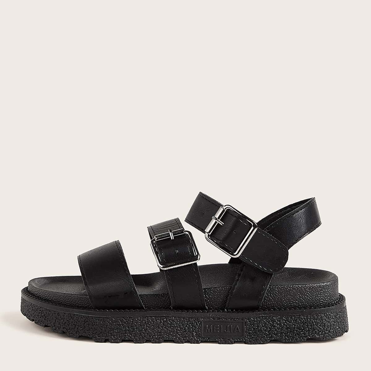 

Buckle Strap Midform Sandals, Black