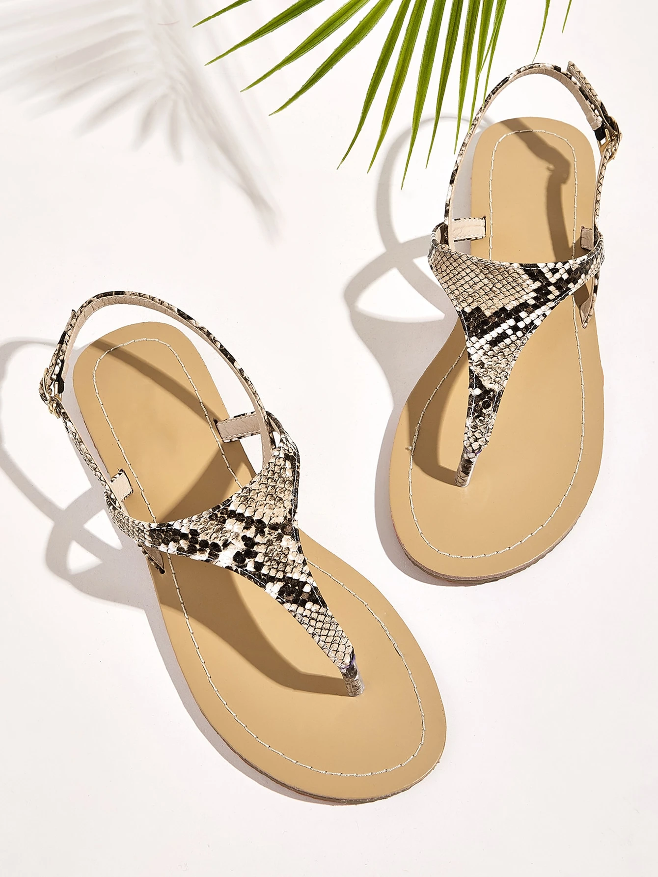 snakeskin thong sandals