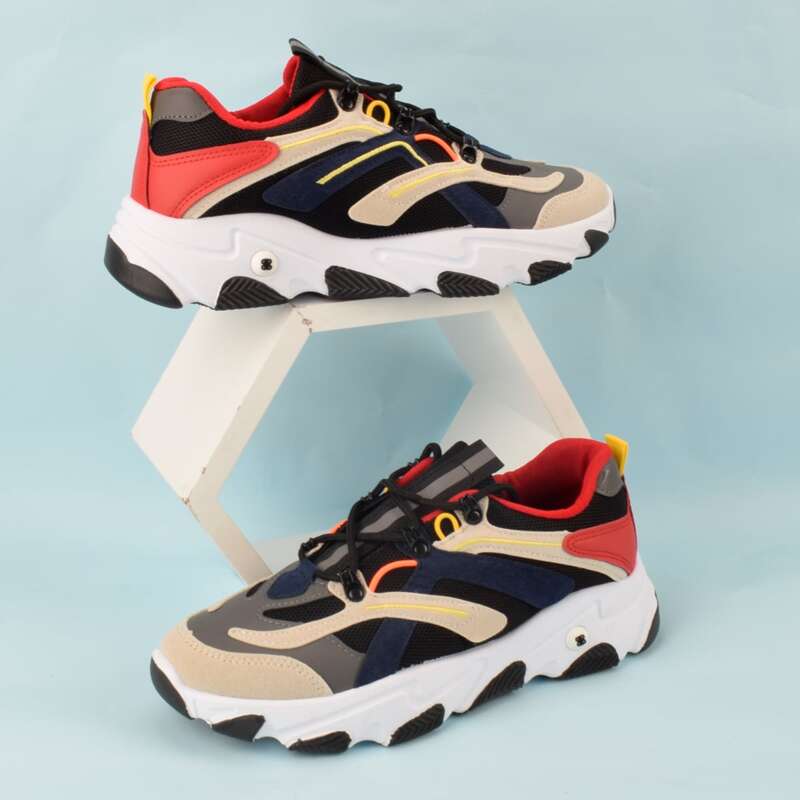 

Guys Lace-up Front Wide Fit Chunky Sneakers, Black