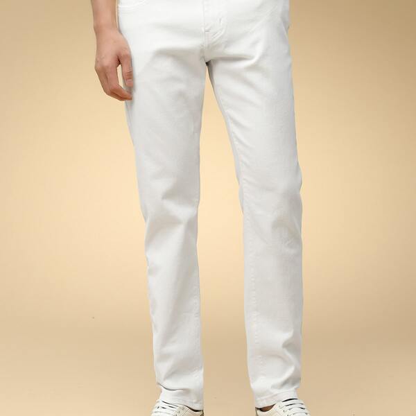 

Men Solid Slant Pocket Jeans, White