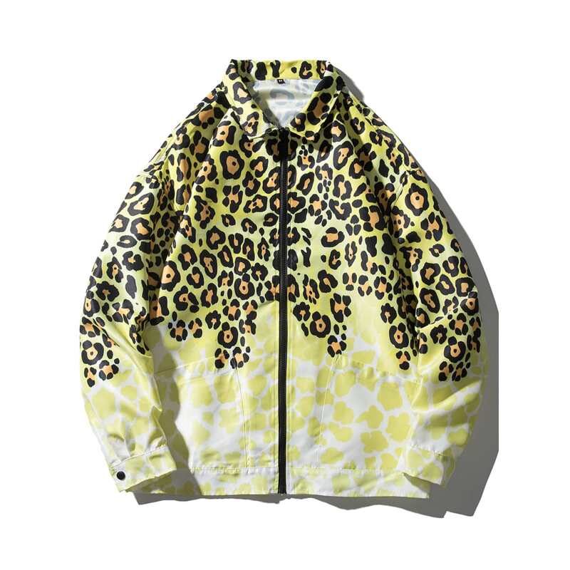 

Guys Leopard Print Dual Pocket Zip-up Jacket, Multicolor