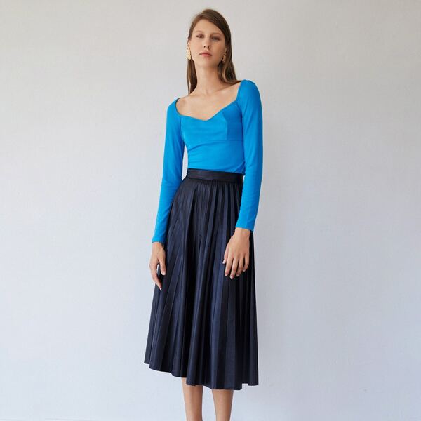

Sweetheart Neck Ribbed Tee, Blue bright
