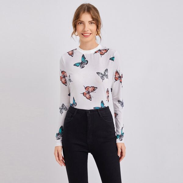 

Butterfly Print Tee, White