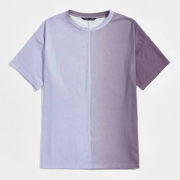 

Men Drop Shoulder Colorblock Tee, Lilac purple