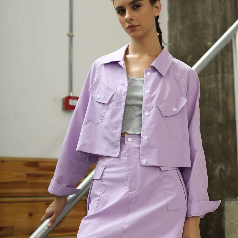

Double Pocket Crop Jacket, Lilac purple