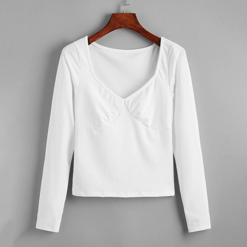 

Ribbed Bustier Tee, White
