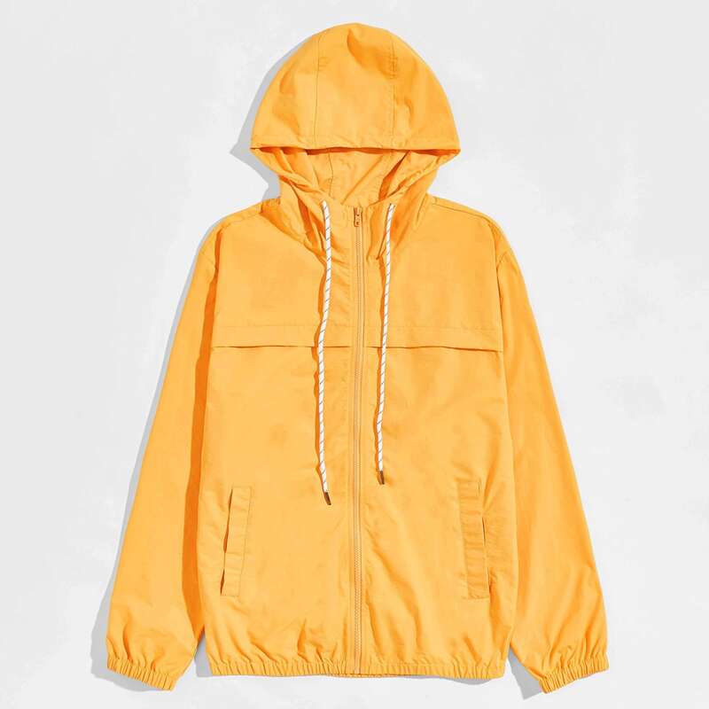 

Guys Flap Detail Pocket Side Anorak Jacket, Orange neon