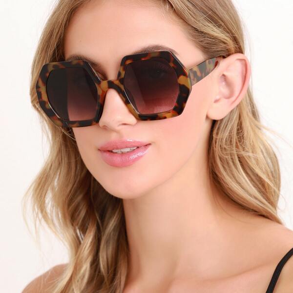 

Acrylic Large Heptagon Sunglasses, Brown
